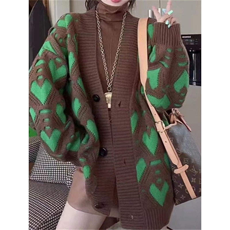 Women's Sweater Cardigan Casual Soft Pure Color Ribbed V Neck Buttons Knitted Print Long Sleeve Long Tops Knit Outdoor Daily Weekend Black Pink Fall Winter2