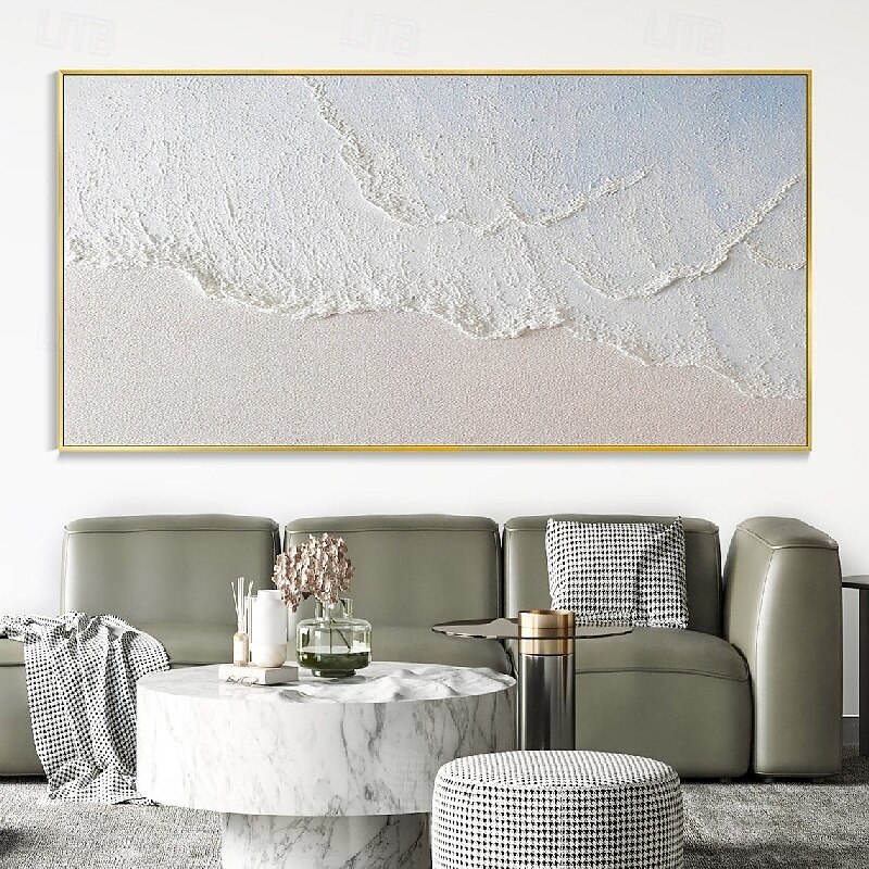Oil painting handmade White beach Painting handmade Seascape Art Impasto Oil Painting on Canvas handmade board wave oil painting beach oil painting Hand Painted Artwork landscape oil paintings