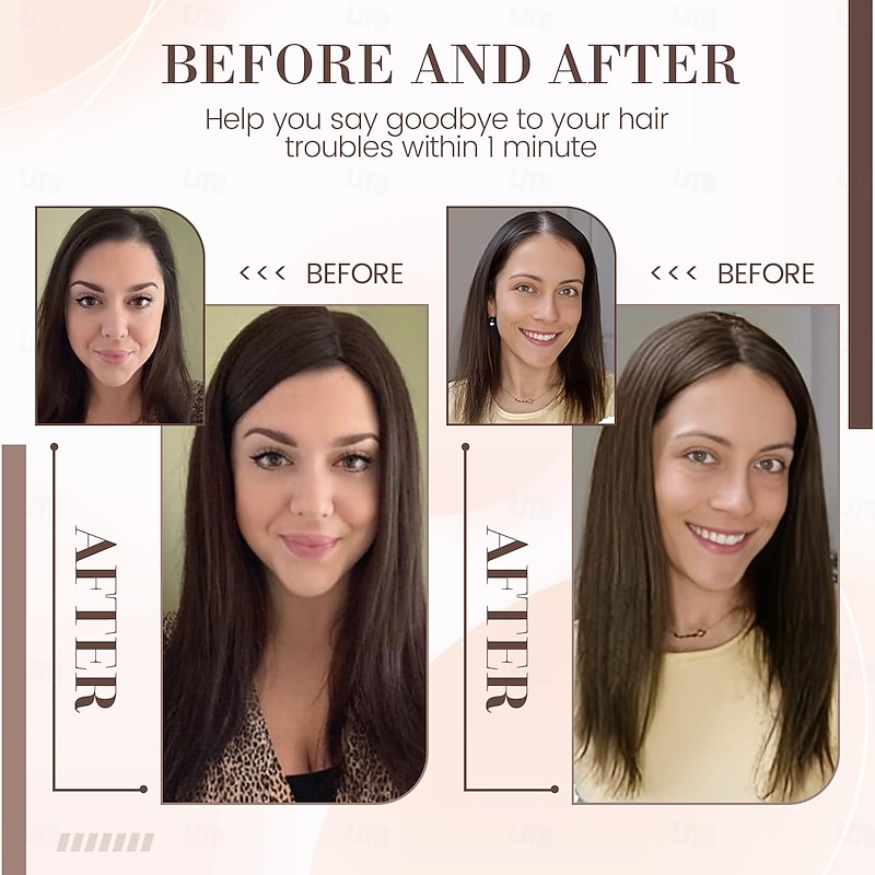 Hair Toppers for Women Real Human Hair, 14 Inch Scalp Line Hair Toppers Hair Pieces for Thinning Hair Parting, 100% Real Human Hair Toppers 1.5"x5" Silk Base Medium Brown Can Be Curled #43