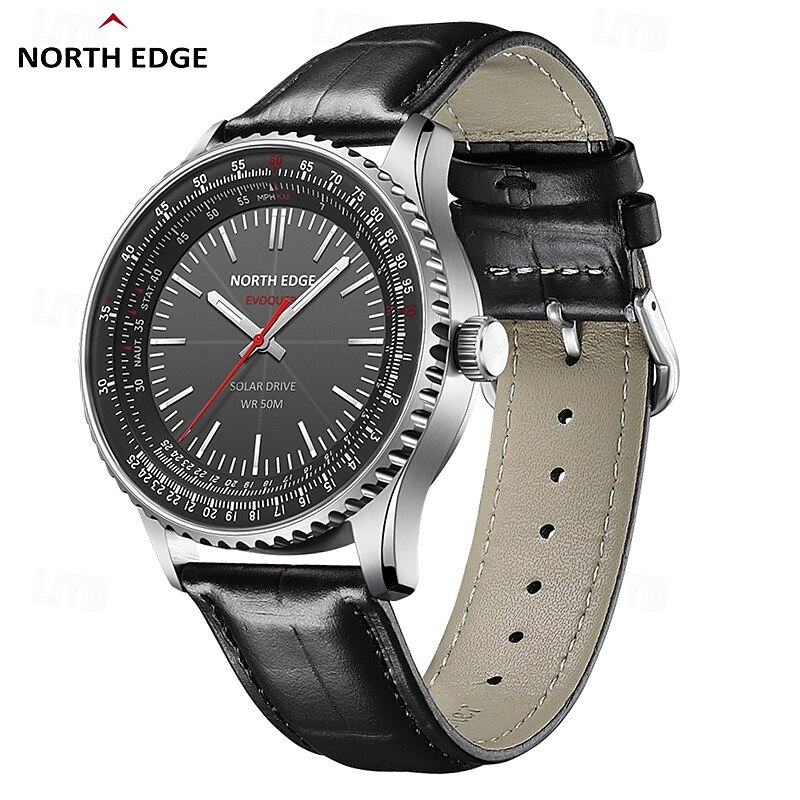 NORTH EDGE Men Quartz Watch Minimalist Fashion Casual Business Luminous Waterproof Genuine Leather Watch3