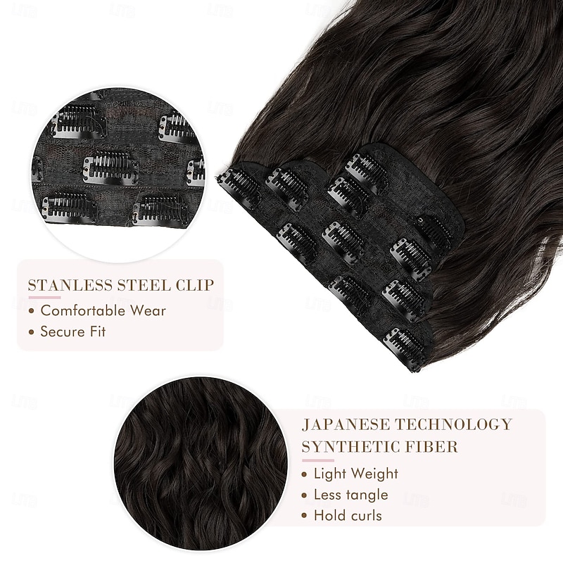 Hair Extensions, 4PCS Clip in Hair Extensions Natural Soft Synthetic Hairpieces for Women3