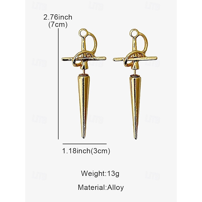 Women's Sword-Shaped Gold Statement Earrings – Bold and Unique Fashion Jewelry for Edgy and Modern Looks4