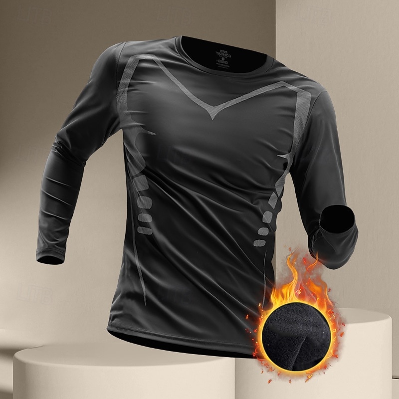 Men's Running T-Shirt Compression Shirt Long Sleeve Tee Tshirt Casual Athleisure Fall Color Block Quick Dry Breathable Gym Workout Walking Jogging Sportswear Activewear black+dark grey Black Dark Gray3