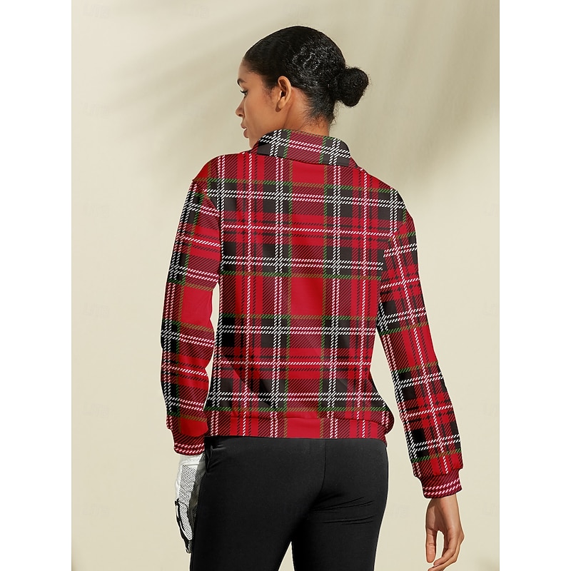 Women's Golf Pullover Sweatshirt Red Long Sleeve Top Ladies Golf Attire Clothes Outfits Wear Apparel2