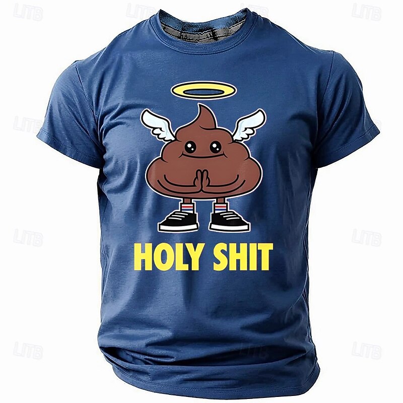 Men's Rude Offensive Christmas Cartoon Ice Cream T shirt Short Sleeve T shirt 3D Print Crew Neck Shirt Fashion Funny Athleisure Street Sports Outdoor Daily Black Red Blue Summer Spring Clothing