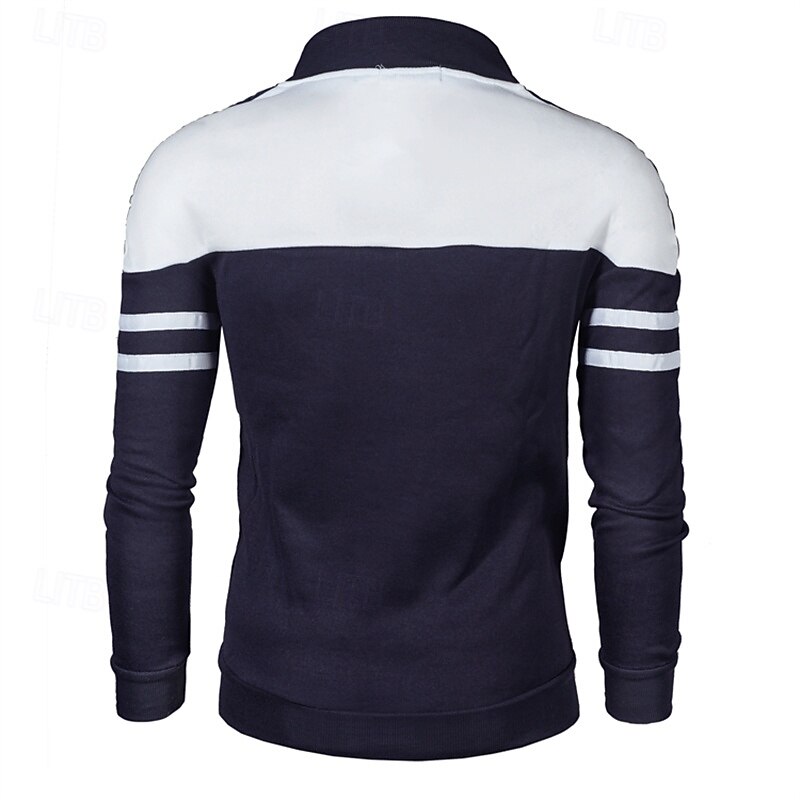 Men's Lightweight Jacket Summer Jacket Transition Jacket Casual Jacket Vacation Daily Wearproof Pocket Spring &  Fall Color Block Fashion Classic Stand Collar Regular Black Wine Navy Blue Blue Jacket4