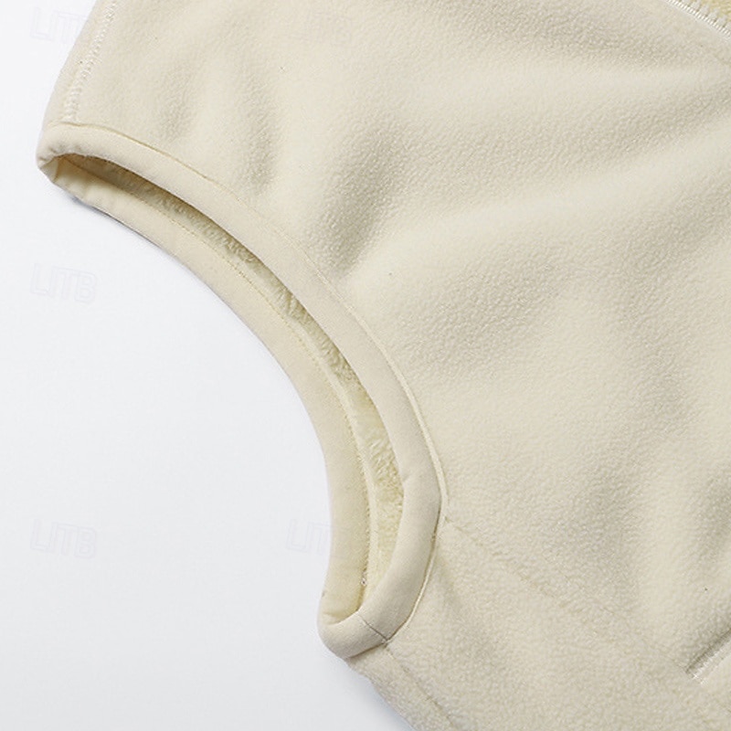 Men's Fleece Vest Vest Polar Fleece Gilet Daily Date Vacation Fashion Casual Fall & Winter Pocket Polyester Thermal Warm Comfortable Plain Zipper Stand Collar Regular Fit Black Dark Blue Dark Gray3