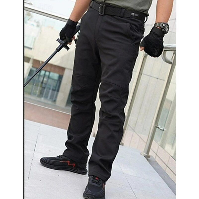 Men's Cargo Pants Fleece Pants Softshell Pants Combat Trousers Snow Pants Pocket Elastic Waist Plain Waterproof Wearable Full Length Sports Outdoor Daily Classic Style Casual / Sporty Black Green4