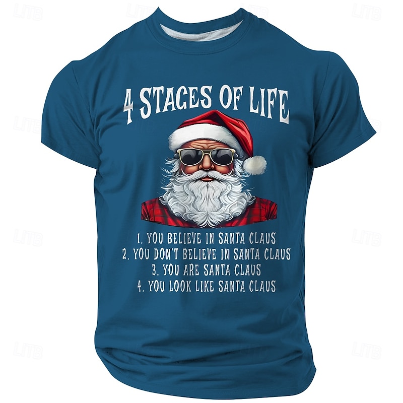 Christmas Men's Funny Christmas 3D T-shirts Santa Claus Casual Street Style 3D Print Tee Sports Outdoor Holiday Black White Red Short Sleeve Crew Neck Spring & Summer Clothing Apparel S M L XL3