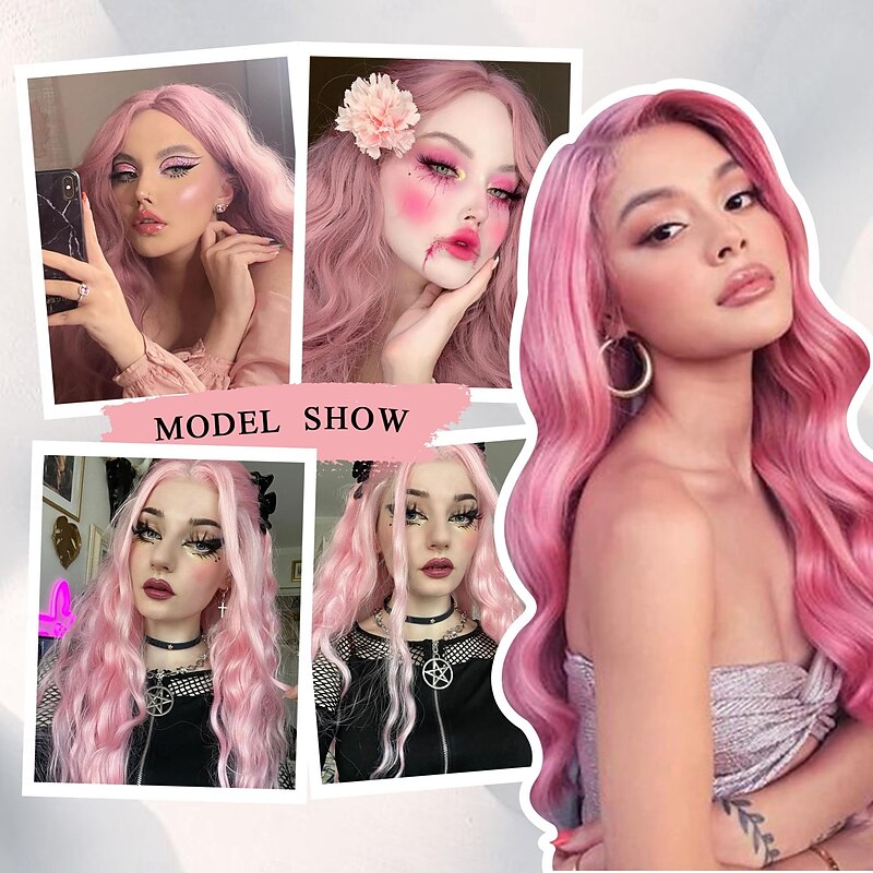 Wigs for Women Long Wavy Wigs Wig Colorful Curly Wig Natural Looking Middle Part Synthetic Heat Resistant Wigs for Cosplay Christmas Gifts Party Daily Use2