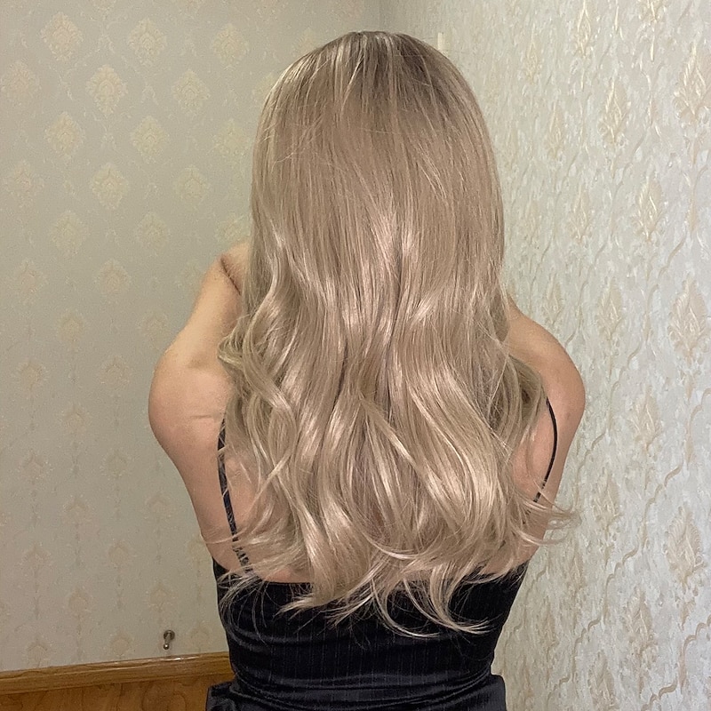 Synthetic Wig Uniforms Career Costumes Princess Curly Wavy Middle Part Layered Haircut Machine Made Wig 20 inch Black / Gold Synthetic Hair Women's Cosplay Party Fashion Black / Blonde2