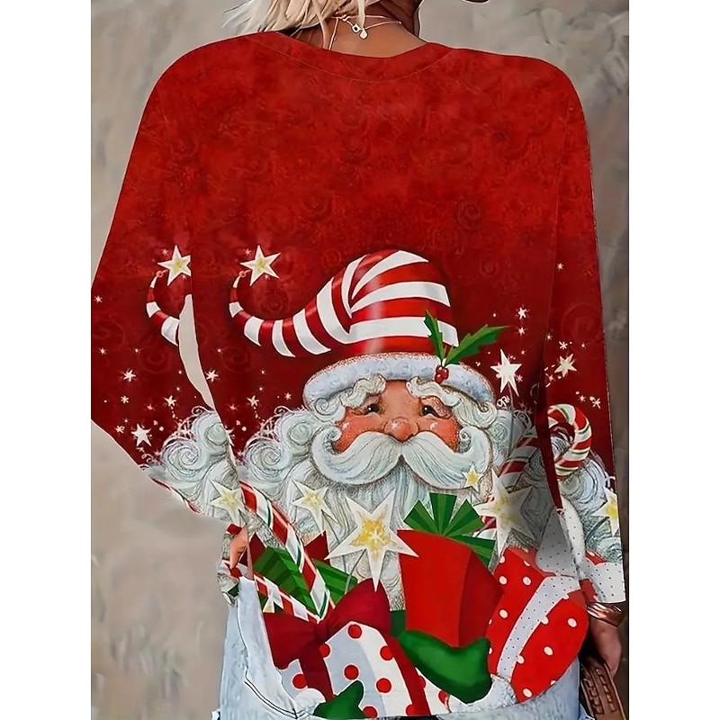 Women's Christmas Tree T-Shirt Round Neck Red Festive Holiday Casual Comfort Fit Partywear Seasonal Top Sizes Available Prefall 6