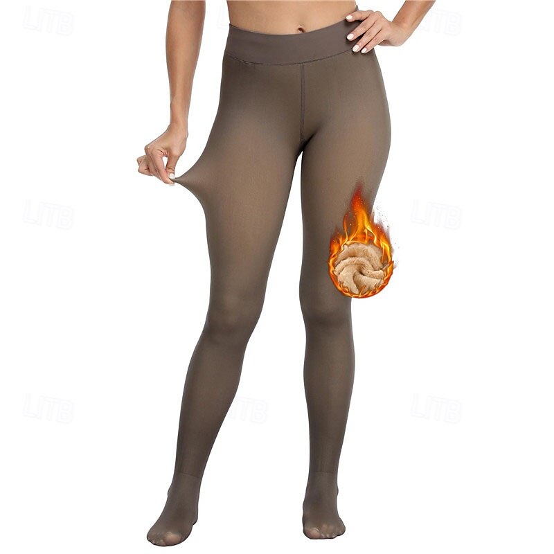 Women's Yoga Pants Fleece Lined Leggings Yoga Leggings Thermal Warm High Waist Gym Workout Tights Solid Color Black Coffee Gray Fleece Fall Winter Sports Activewear Stretchy Slim3
