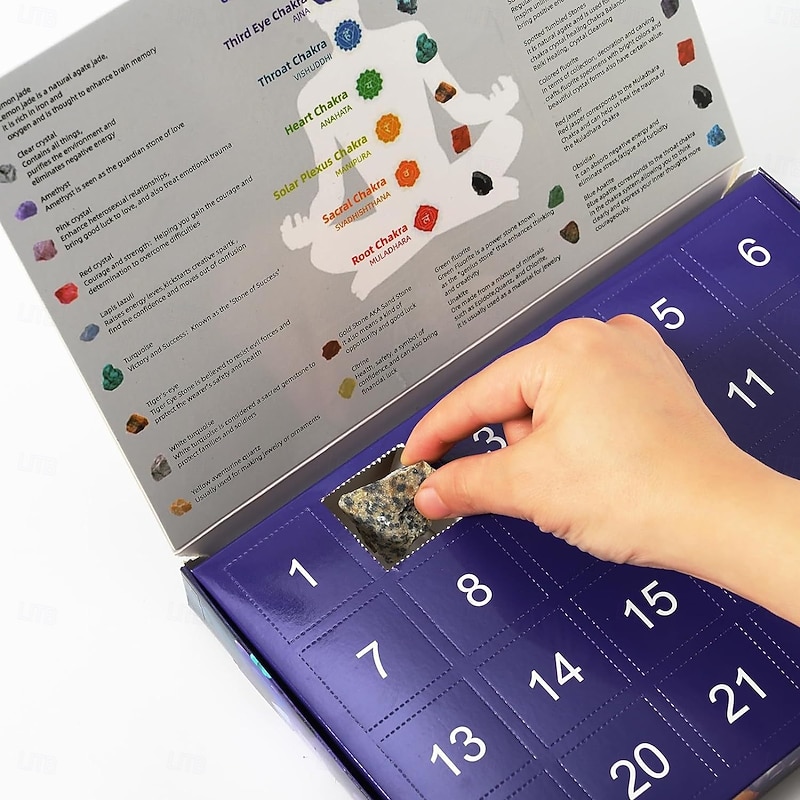 Christmas Gemstone Advent Calendar, 24 Natural Crystal Gemstones Stone Countdown Calendar Crystals and Healing Stones Natural Gemstones Collection Rocks2