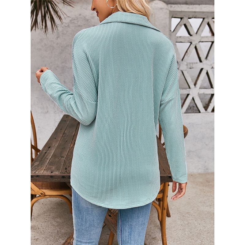 Women's Casual Jacket Outdoor Street Daily Wear Fall Regular Coat Regular Fit Thermal Warm Breathable Stylish Casual Jacket Long Sleeve Stripes and Plaid with Pockets Print Black Blue Khaki2