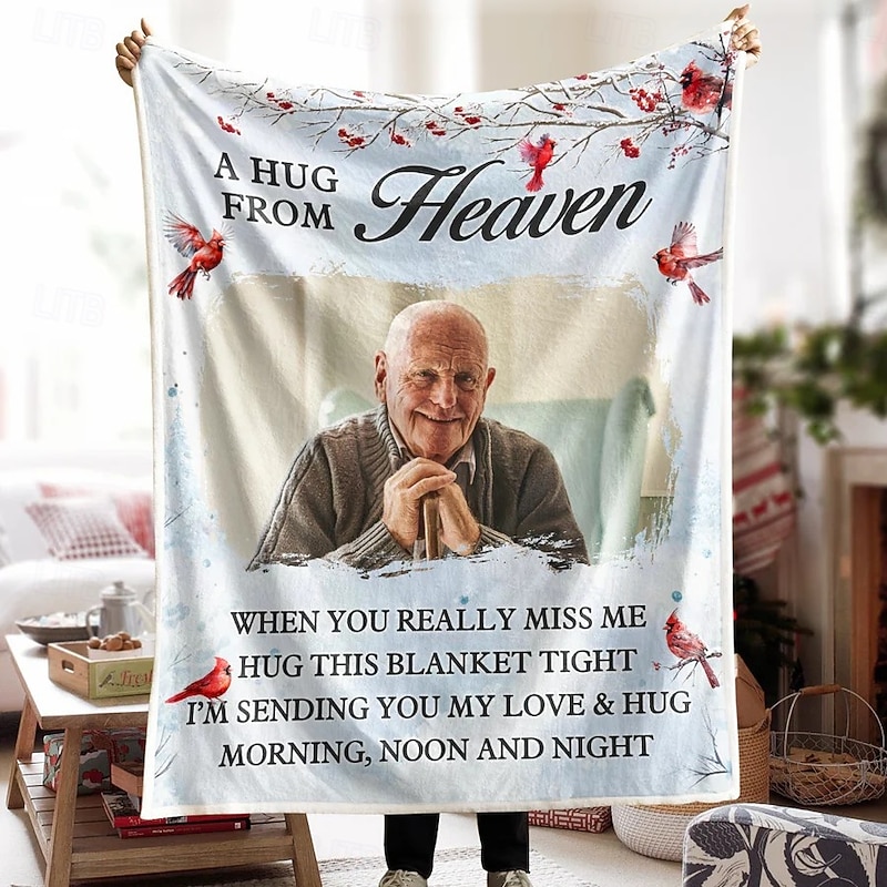 A Hug from Heaven Personalized Memorial Blanket Soft and Cozy Customized Memorial Throw Thoughtfully Designed for Comfort and Remembrance Ideal as a Heartfelt Gift or Keepsake