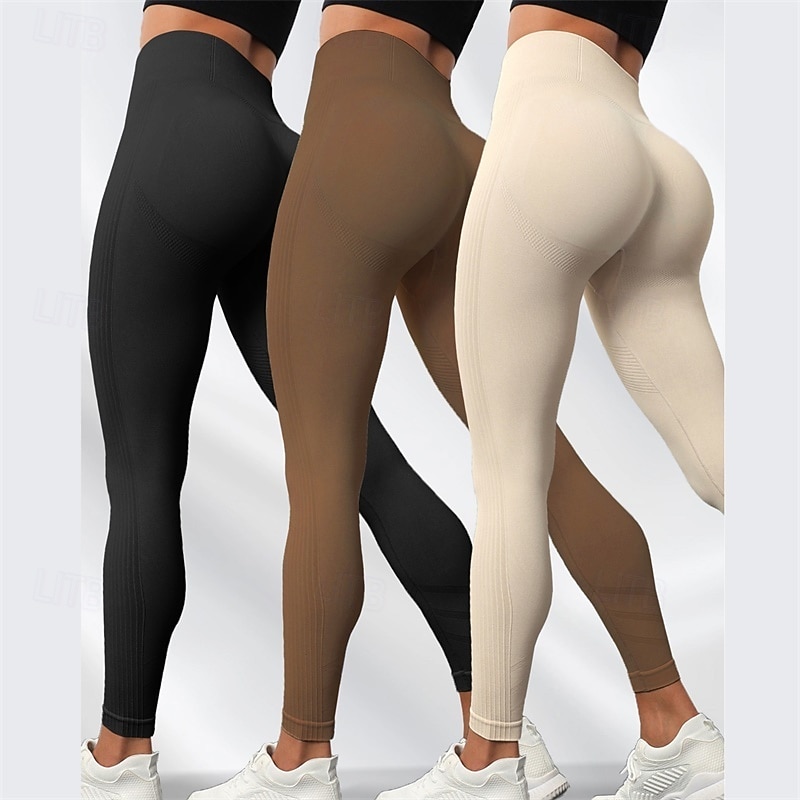 Women's Yoga Pants Fleece Lined Leggings Yoga Leggings Butt Lift Tummy Control High Waist Pilates Gym Workout Workout Tights Solid Color Dark Grey Black Army Green Fall Winter Sports Activewear