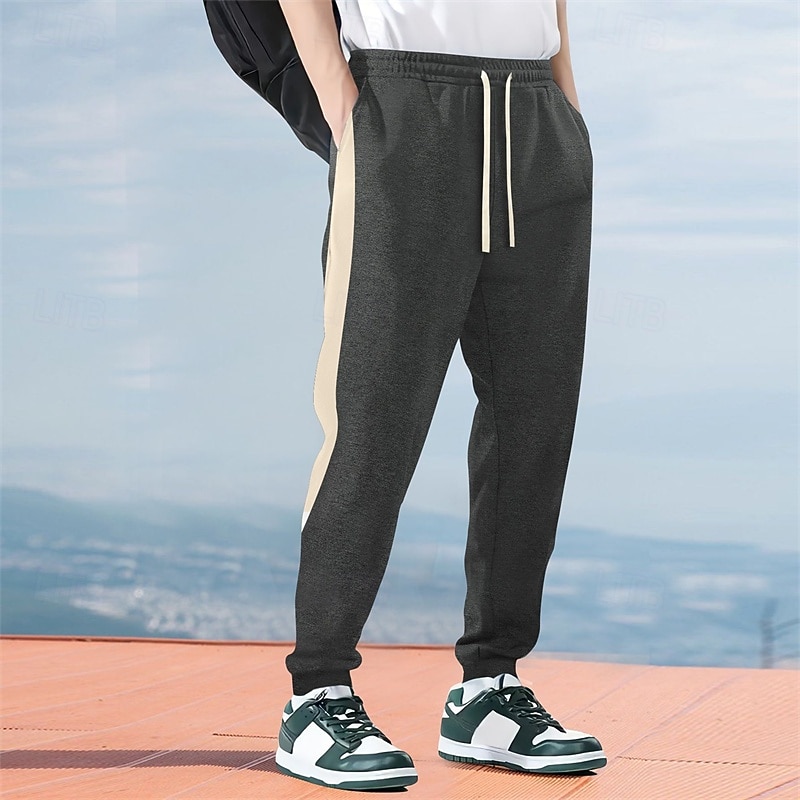 Men's Athletic Pants Sweatpants Joggers Trousers Pocket Drawstring Elastic Waist Color Block Comfort Sports Outdoor Daily Fashion Casual Black Blue Micro-elastic