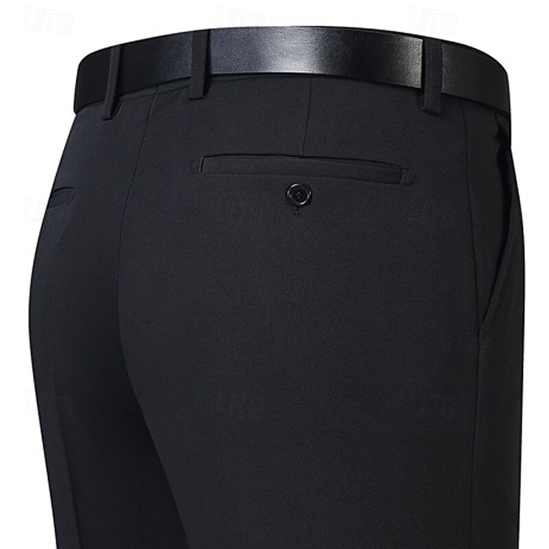 Men's Dress Pants Trousers Suit Pants Pocket Plain Comfort Soft Full Length Wedding Business Casual Fashion Streetwear Black Navy Blue4