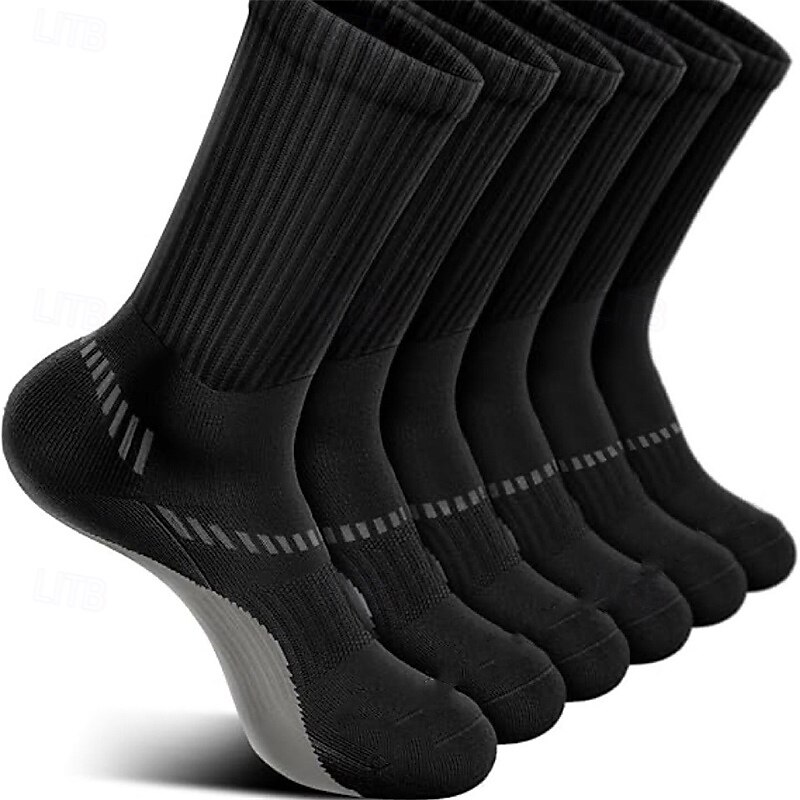 Men's 6 Pack Multi Packs Socks Crew Socks Black White Color Christmas Pattern Sports & Outdoor Daily Vacation Basic Medium Spring Fall Fashion Casual2