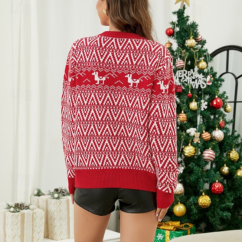alpaca Ugly Christmas Sweater Pullover Jumper Women's Christmas Funny Knitted Light Up Pattern Adults Christmas Carnival Christmas Party Top4