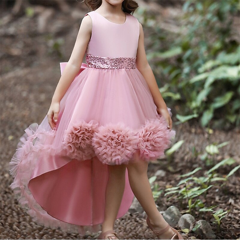 Kids Girls' Cosplay Dress Party Dress Solid Color Sleeveless Performance Wedding Christmas Backless Patchwork Beautiful Sweet Polyester Maxi Party Dress Swing Dress A Line Dress Winter 4-12 Years2