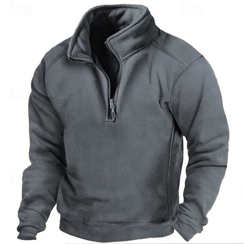 Men's Zip Sweatshirt Polar Fleece Tactical Black Army Green Brown Gray Half Zip Plain Sports & Outdoor Daily Holiday Streetwear Basic Casual Spring &  Fall Clothing Apparel Hoodies Sweatshirts  Long3
