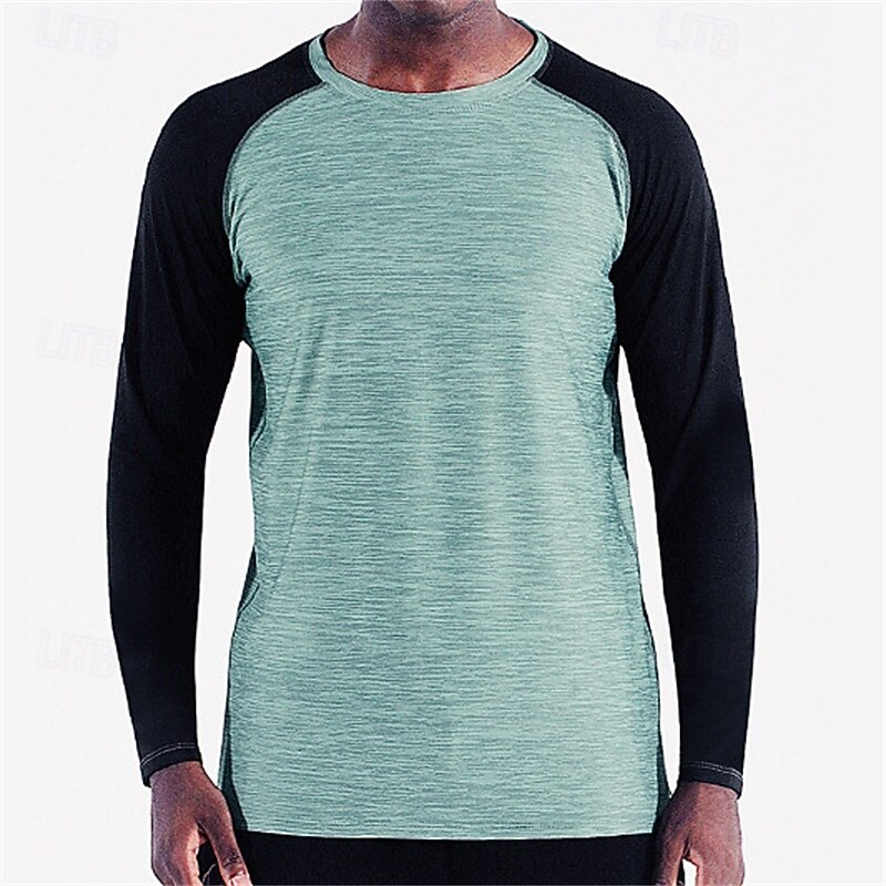 Men's Running T-Shirt Long Sleeve Tee Tshirt Casual Athleisure Fall Color Block Quick Dry Breathable Gym Workout Walking Jogging Sportswear Activewear Red Dark Navy Sage3