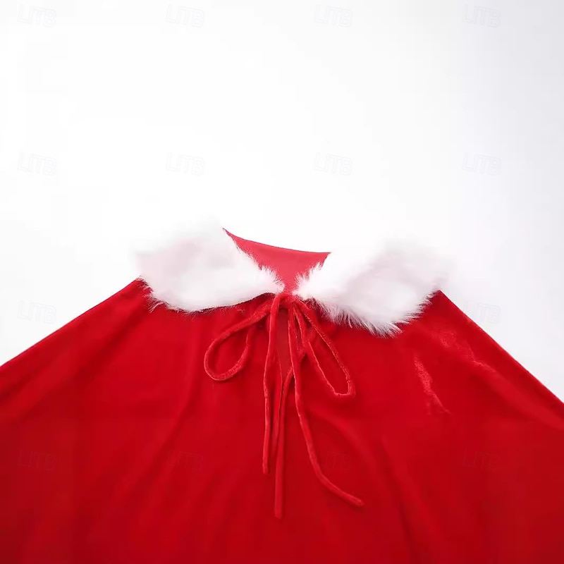Santa Claus Mrs.Claus Dress Outfits Santa Hat Women's Cosplay Costume Adults Christmas New Year Christmas Eve Christmas Party Dress Hat Cape4