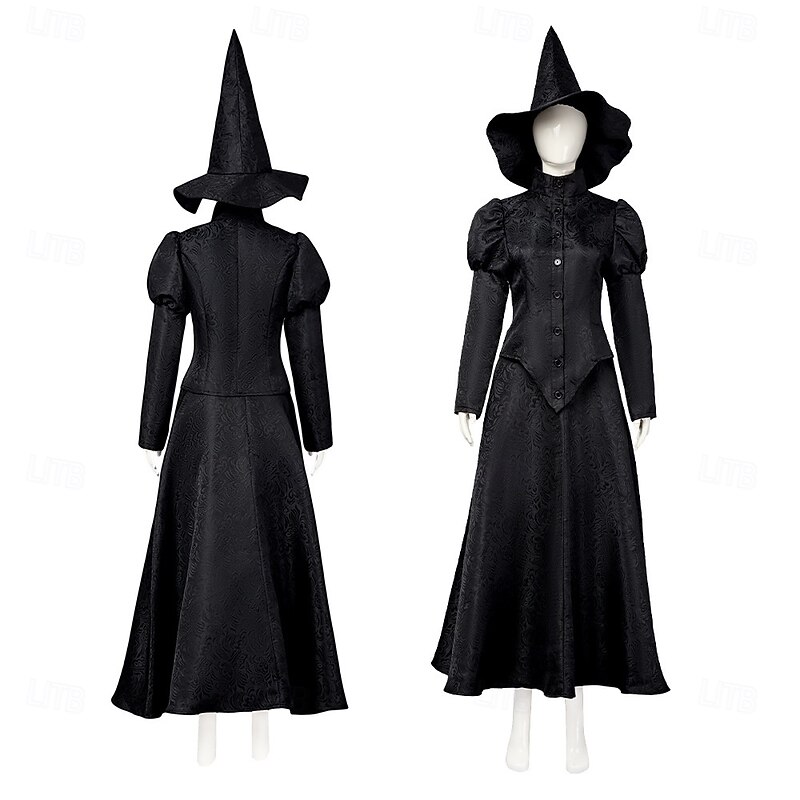 Witch Fairy Elphaba Outfits Costume Walpurgis Night Movie TV Theme Costumes Movie Cosplay for Women's Adults' Halloween Carnival Mardi Gras Performance Party Stage