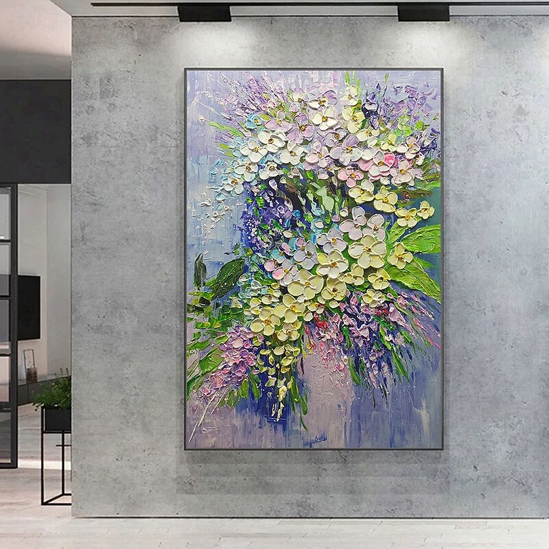 Mintura Handmade Abstract Texture Flowers Oil Paintings On Canvas Modern Wall Art Room Decoration Picture For Home Decor Rolled Frameless Unstretched Painting2