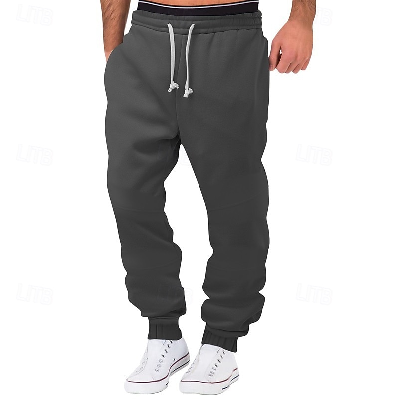 Men's Athletic Pants Sweatpants Joggers Trousers Pocket Drawstring Elastic Waist Plain Comfort Sports Outdoor Daily Fashion Casual Black Orange Micro-elastic