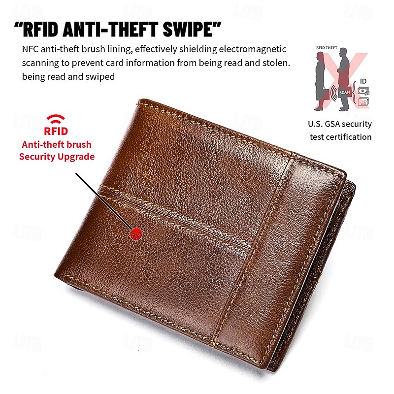 Men's Women's Wallet Credit Card Holder Wallet Cowhide Daily Casual Daily Durable RFID Blocking Dark Grey Wine Black3