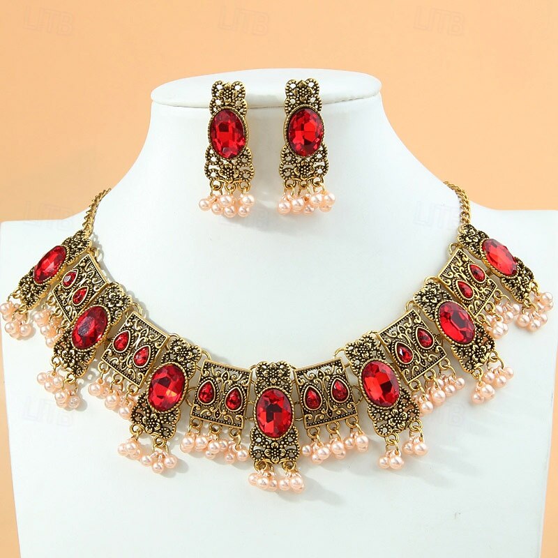 Elegant Red Crystal Peacock Necklace and Earrings Set for Women – Statement Bridal Jewelry, Unique Silver-Tone Design for Weddings and Special Occasions3