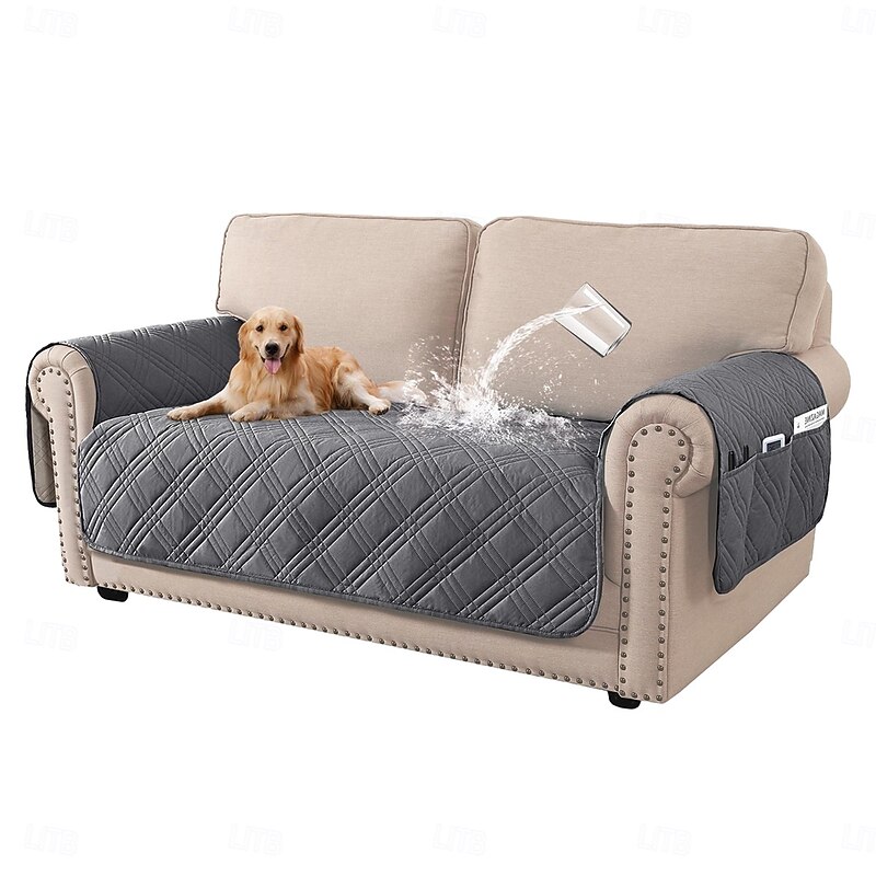 100% Waterproof Couch Covers for Dogs Pets Sofa Covers Washable Sofa Seat Covers with Side Pocket for 3 Cushion Couch Pet Couch Cover Protector Sofa Slipcovers2