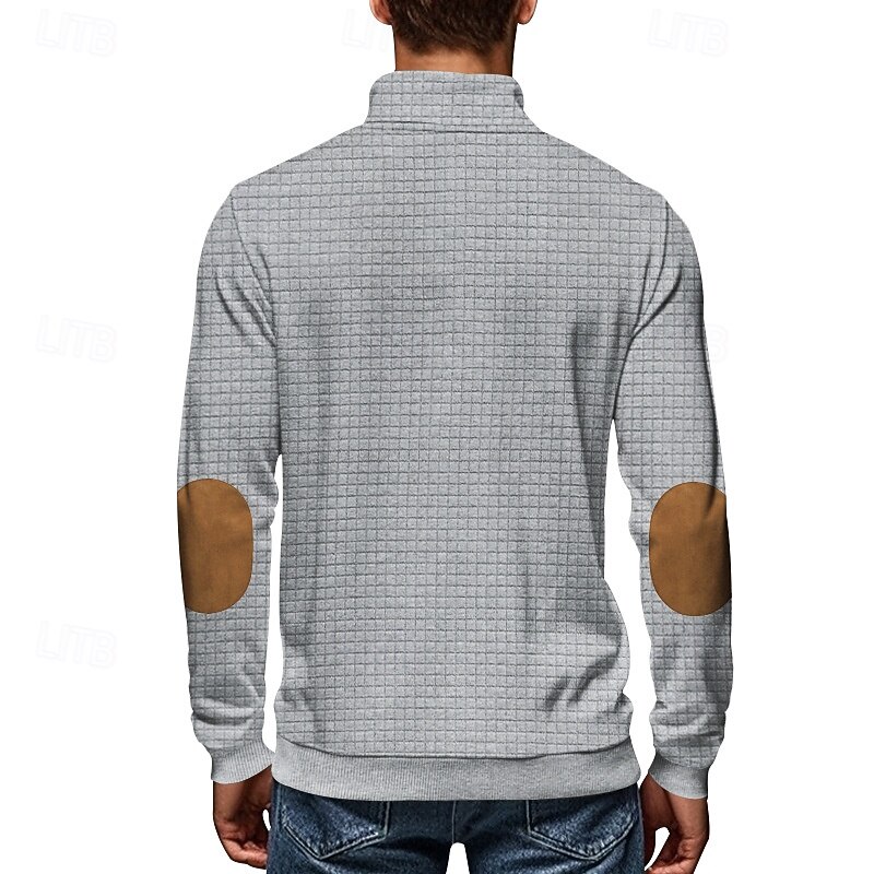 Men's Sweatshirt Quarter Zip Sweatshirt Black White Navy Blue Light Grey Dark Gray Half Zip Color Block Ribbed Front Pocket Textured Sports & Outdoor Daily Holiday Polyester Streetwear Basic Casual3