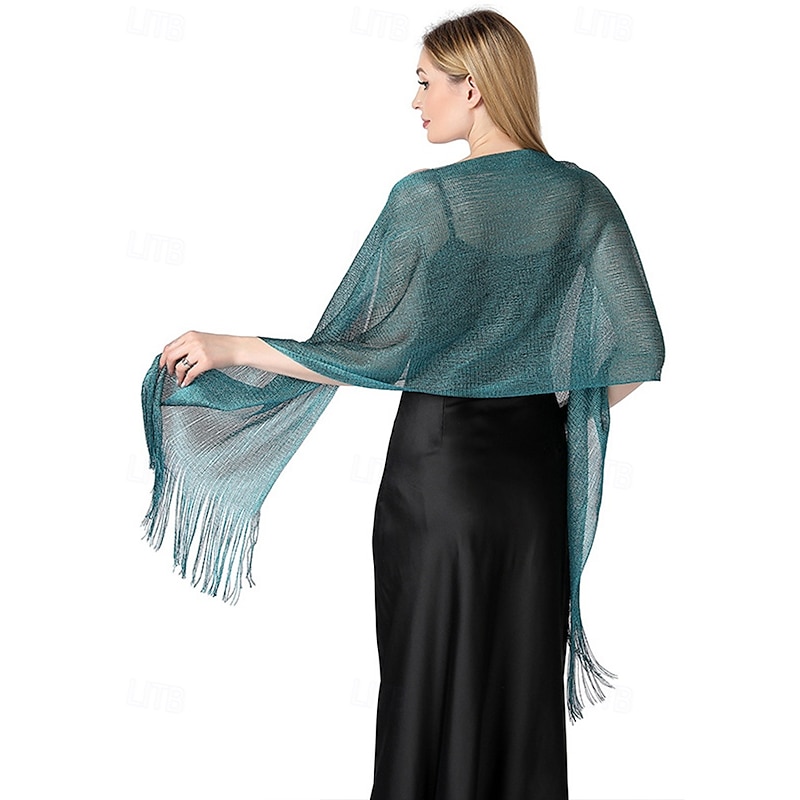 Women's Red Sparkling Fringe Shawl Wrap - Lightweight Evening Scarf for Weddings, Parties, and Formal Events - Elegant and Stylish Accessory4