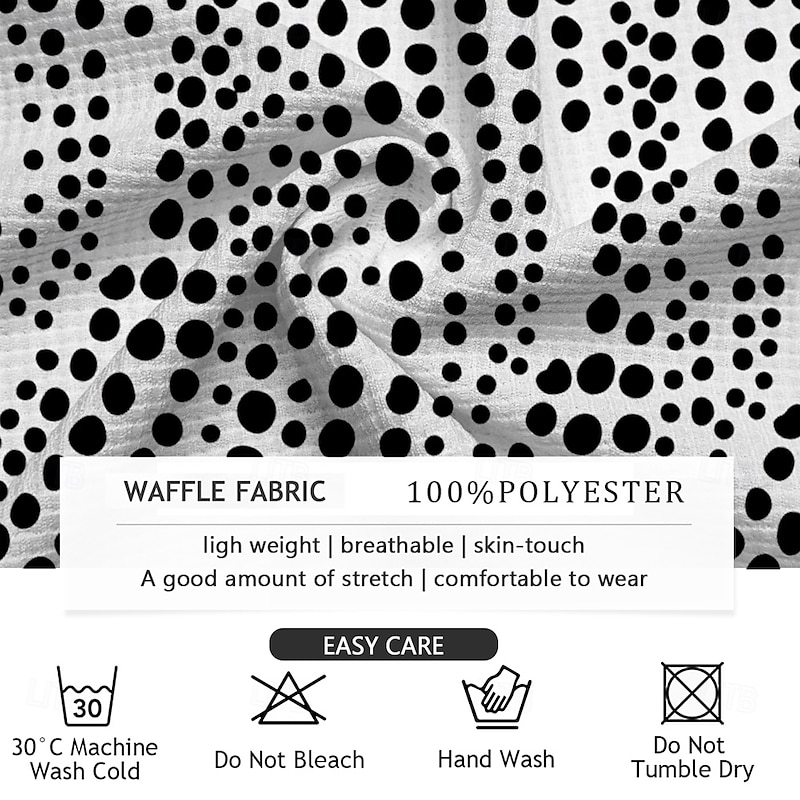 Men's Spot Waffle Polo Shirts Golf Shirt Long Sleeve Polo Shirts Collared Shirts Business Casual Outdoor Office Dailywear Buttons 3D Print Spring Fall Winter White3