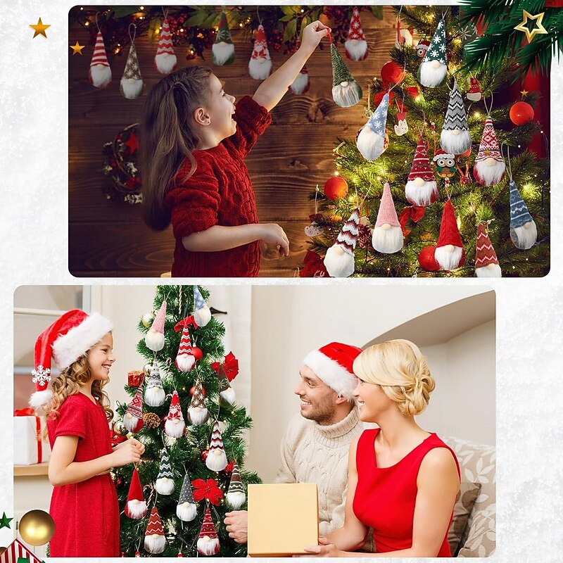 Christmas Advent Calendar with Gnome Doll Decorations 24 Pcs Gnome Decor Ornaments (Include 3 Pcs Lighted Gnome) Christmas Countdown Xmas Advent Calendar3