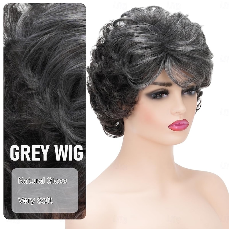 Short Wigs for Black Women Synthetic Natural Wavy Costume Cosplay Party Wig4