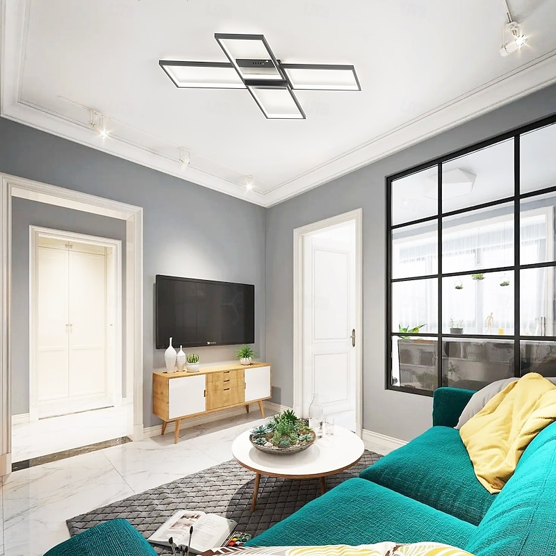 Modern Ceiling Light Fixture Flush Mount Ceiling Light Black LED Geometric Shapes Ceiling Lamp 110-240V 84cm4