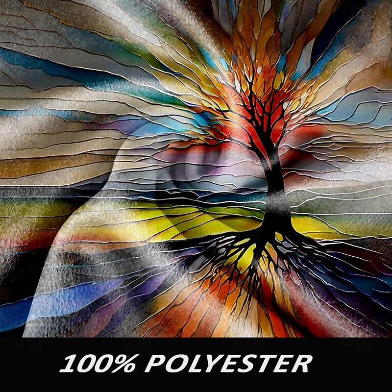 Men's Tree Glass Winter Coat Fleece Jacket Overcoat Thermal Comfortable Artistic Casual Outdoor Street Daily Wear 3D Print Buttons Front Pocket Winter Turndown Long Sleeve Rainbow3