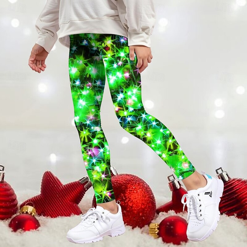 Girls' 3D Graphic Christmas Pants Pants Leggings Spring Fall Active Basic Kids 4-12 Years Outdoor Casual Daily Regular Fit3