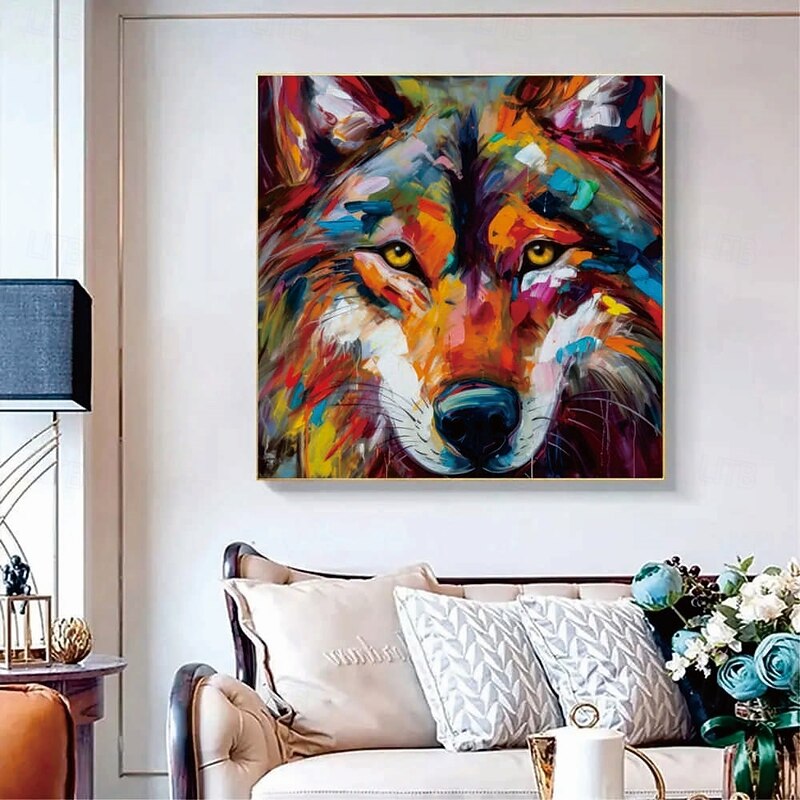 Handmade Abstract  wolf artwork oil painting hand painted wolf painting on canvasextra large abstract art animal painting oversized textured painting animal art large canvas wall art oil paintings4