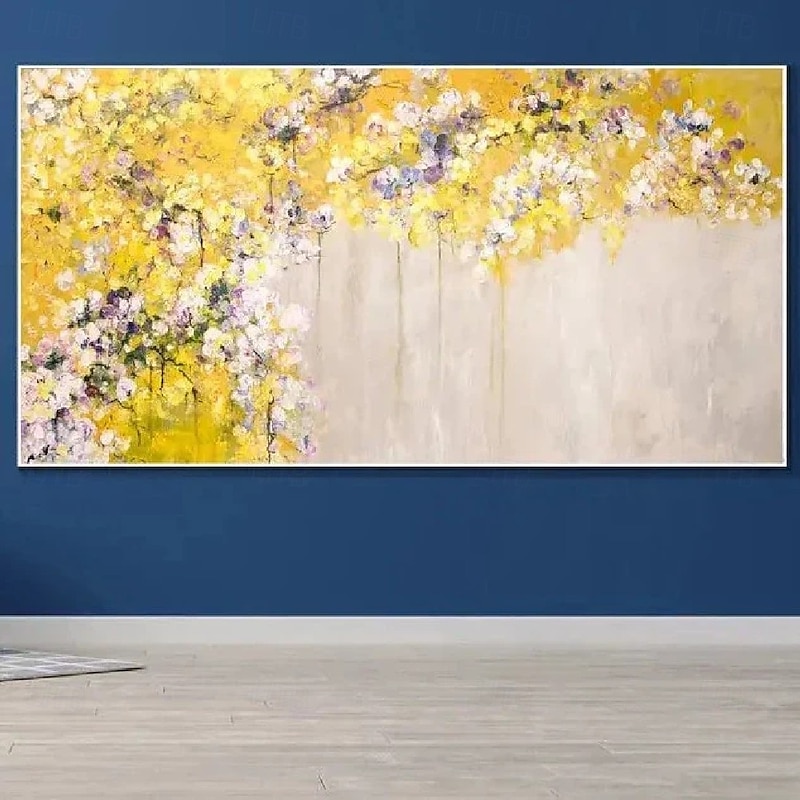 Hand painted Abstract flower Oil Painting On Canvas Golden Leaf Modern Oil Painting Hand Painted Wildflower Field Oil Painting Landscape Wall Art floral painting Large Wall Art For Home Decor4