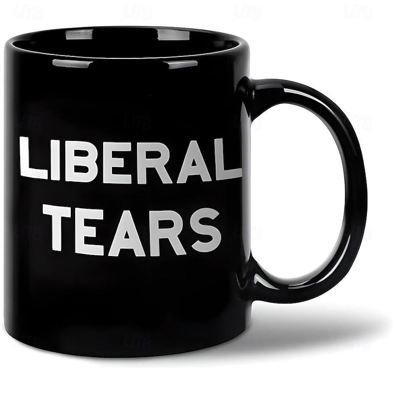 Liberal Tears Mug Black Graphic Coffee Mug Gift For Conservative Supporters 330ml/12oz Ceramics Cup Retro Vintage Design