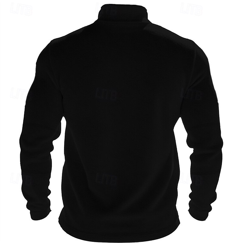 Men's Sweatshirt Polar Fleece Quarter Zip Sweatshirt Black Army Green Khaki Dark Gray Light Blue Half Zip Plain Sports & Outdoor Daily Holiday Polyester Streetwear Basic Casual Fall & Winter Clothing4