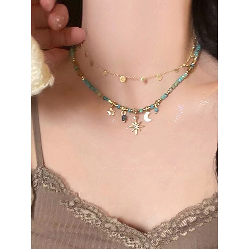 Choker Necklace Chrome Women's Elegant Vintage Layered irregular Necklace For Wedding Party Street2