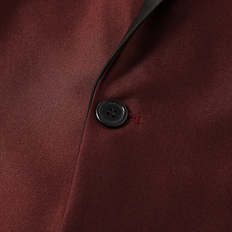 Men's Wedding Party Suits Peak Black Burgundy Daily Business Solid Colored Plus Size 3 Piece Single Breasted One-button3