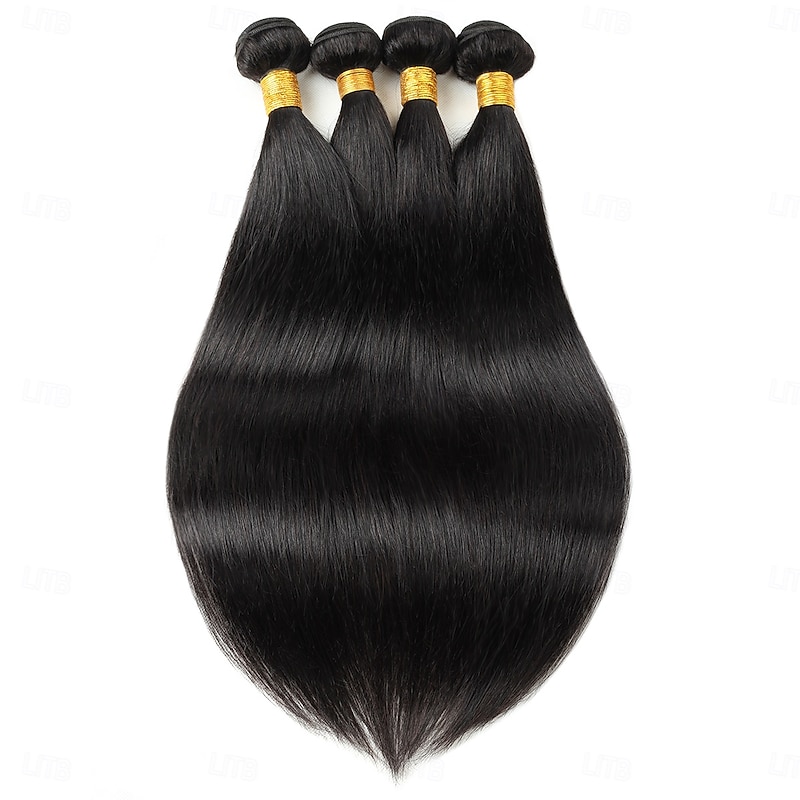 Brazilian Hair Human Hair Straight  Hair 4 Bundle Combination Hair Curtain Hair Bundle2